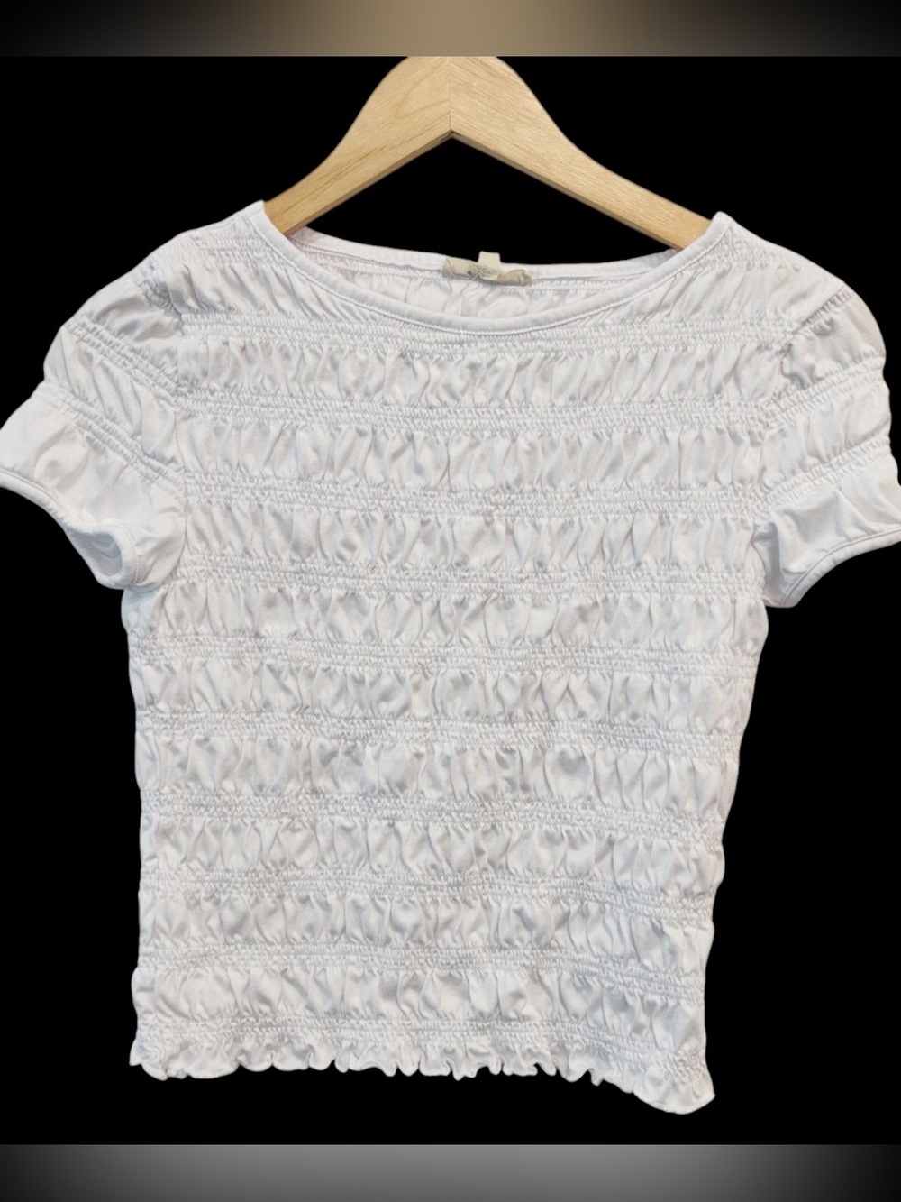 Madewell White Smocked Short Sleeve Tee Women Size Medium